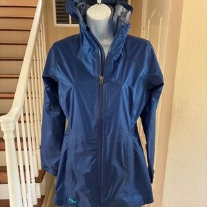 NWOT Outdoor Research Helium Traveler Rain Jacket Hooded Blue Pertex Shield XS
